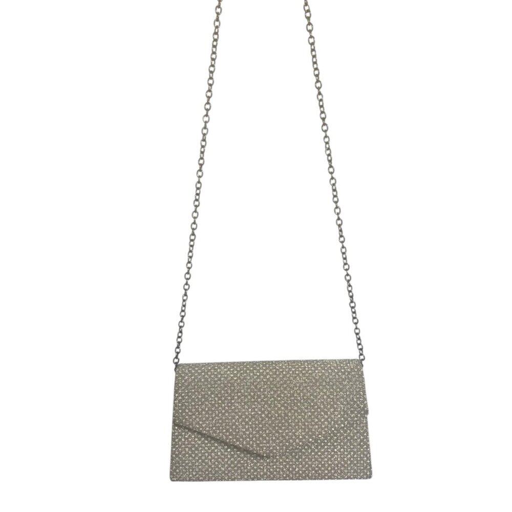 Elegant Silver Sparkly Chain Strap Clutch